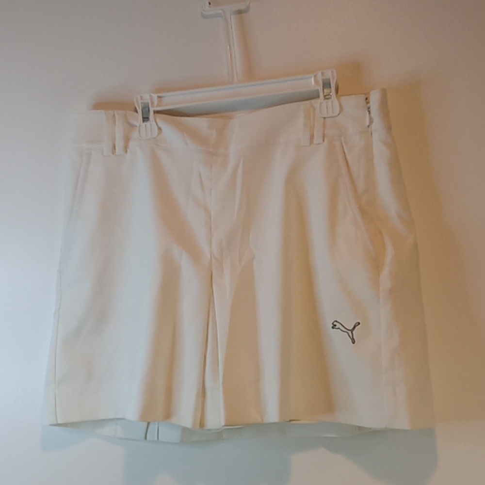 Puma Skort Skirt Shorts Golf Tennis Sports Women's Sz 6 White Side Zip EUC NICE!